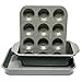 casaWare Toaster Oven 3pc Set (Baking, Loaf and Mini Muffin Pan 12 Cup) (Silver Granite)