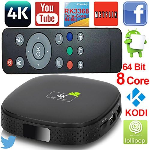Octa Core Ultra HD 4K Android Set Tv Box KODI XBMC Fully Loaded CPU 3368 1GB/8GB Android V5.1.1 Lollopop Wifi LAN 4k 60fps 2.0GHz Tv Blu Ray Player Kodi Player Streaming Media Player