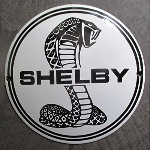 Hotrodspirit - Mini Enamelled Plate Shelby Snake Black and White 12cm USA Enamel