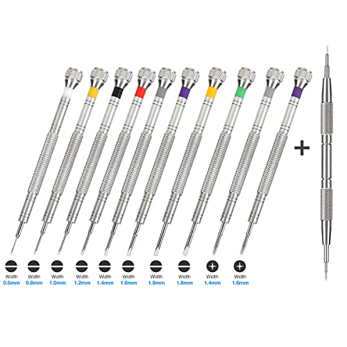 10PCS Professional Watchmaker Screwdriver Set + 1PCS Spring Bar Tool, Watch Screwdriver for Watch Repair, Eyeglasses Repair, Jewelry Work, Electronics Repair