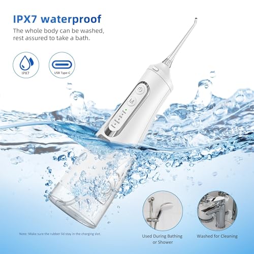R REVA Cordless Dental Water Flosser for Teeth, Gums & Braces - Electric Oral Irrigator 310ML, 4 Modes, Rechargeable, 4 Jet Tips, Smart Memory, 360° Nozzle, IPX7 Waterproof & Low Noise (M209 - White)