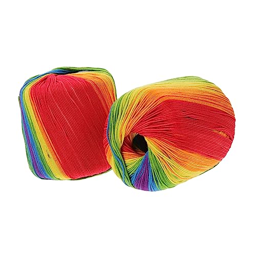 Veemoon 2rolls Handmade Lace Thread Cotton Yarn Variegated Embroidery Floss Knitting Yarn Bulk DIY Craft Thread Weaving Material