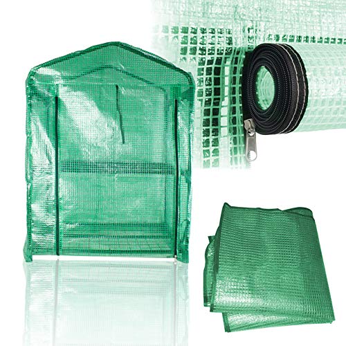 BeGrit 2 Tier Mini Greenhouse with Shelves & Cover Portable Compact Garden Growhouse Sturdy Steel Frame Flower Shelter with Reinforced PE Cover & Tie Wraps (H93cm x W49cm x L72cm)