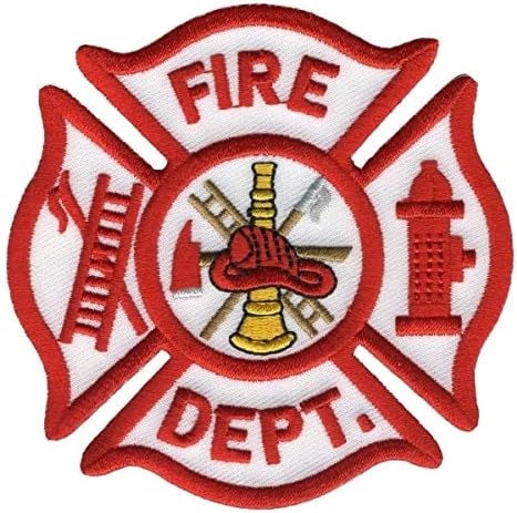 Rayon/Polyester Blend Emblem FIRE DEPT 3-1/2 X 3-1/2" Patch, Fire Department Patch