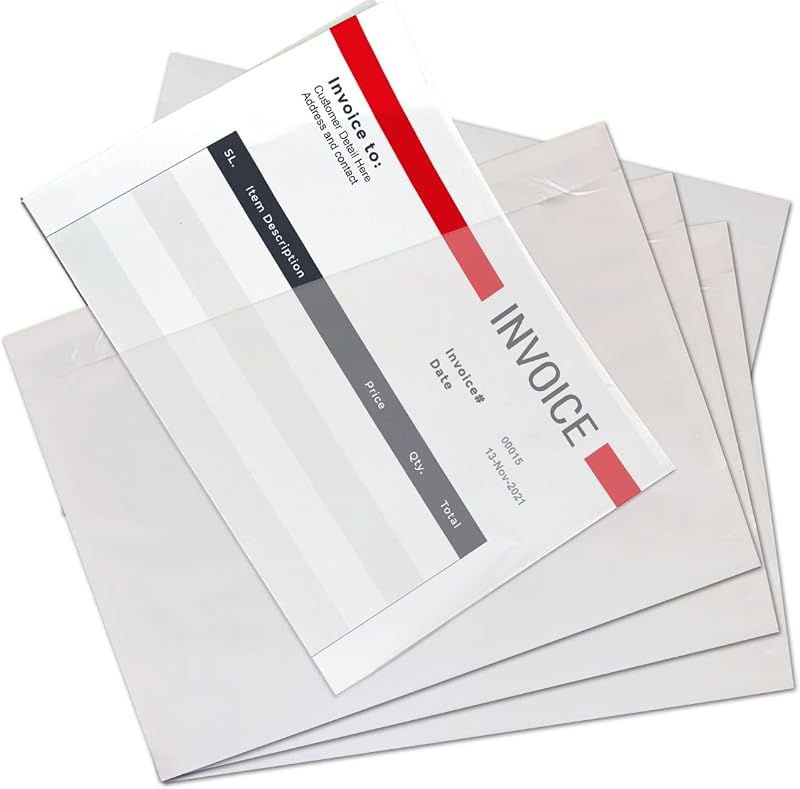 JeeJaan 100 Pcs Plain Document Enclosed Wallets A5 225x165mm Peel & Seal