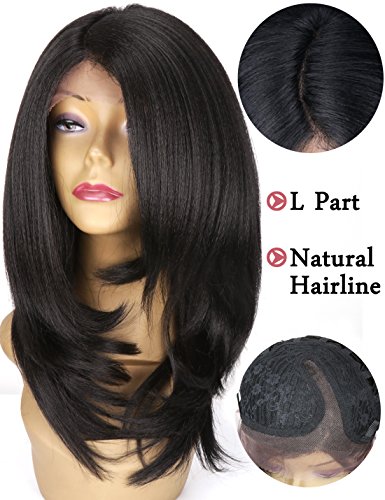 Medium shoulder length synthetic lace front wigs layere…