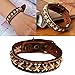 Polytree Unisex Knitted Leather Rope Buckle Bracelet Antique Punk Wristband Cuff Bangle