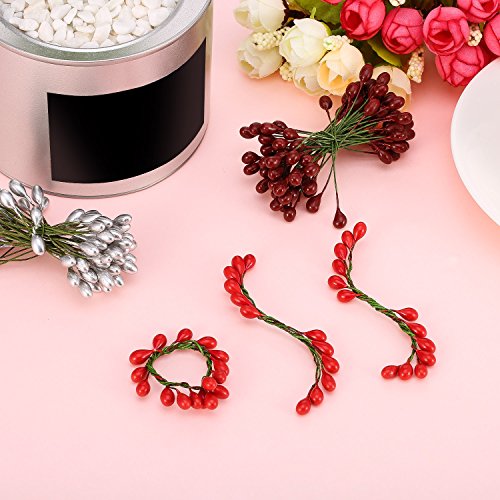 image for BBTO 400 Pieces Multicolor Artificial Holly Berries Christmas Fake Fru