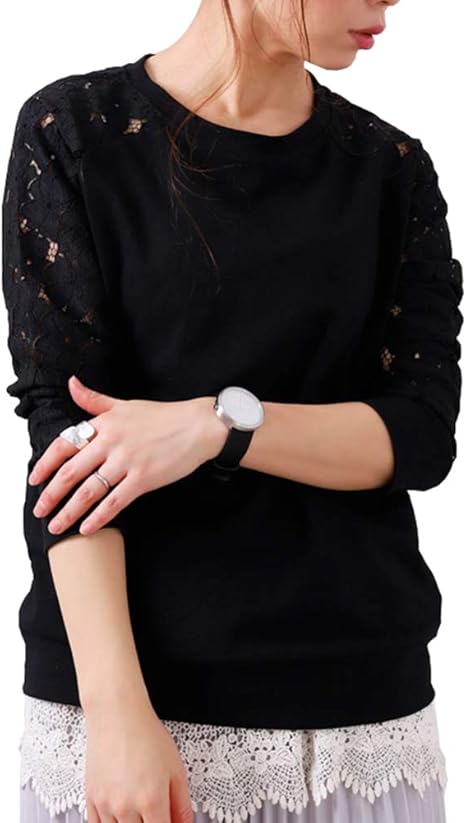Amazon Asarans カットソー 花柄 レース レディース トップス Tシャツ 長袖 ラグラン 袖切替 薄手 かわいい 春 夏 Tシャツ カットソー 通販