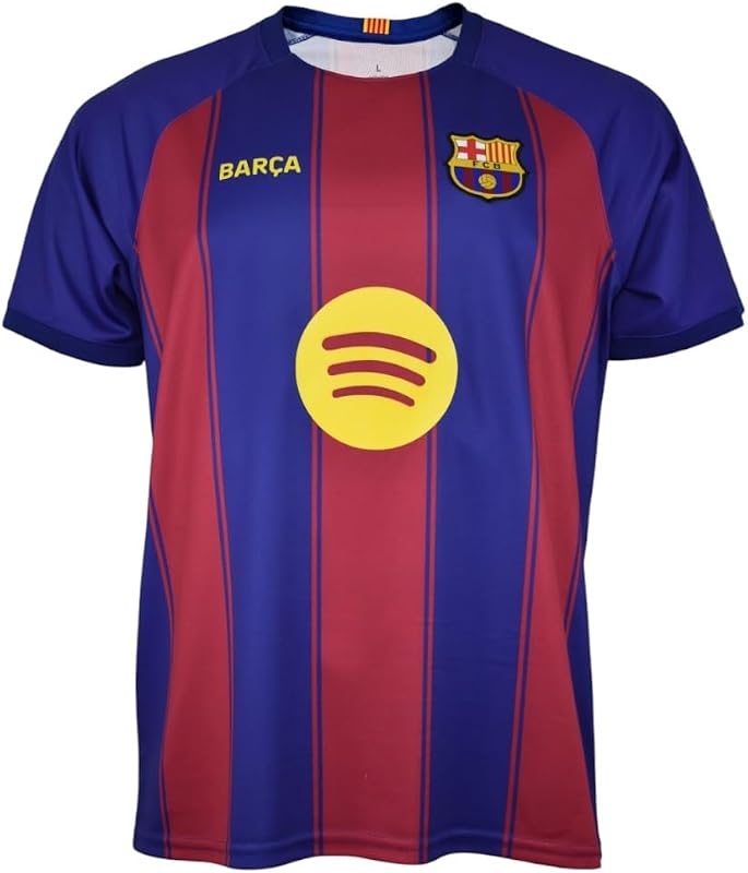 FC Barcelona Camiseta Blaugrana Primera Equipación Adulto Temporada 25/26, Réplica Oficial Lamine Yamal, Unisex, Talla M, Cuello Redondo, Poliéster