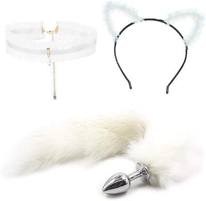 Rgfhtyrgyh Serre Tete Oreille De Chat Blanc Dentelle Colliers Tour De Cou Ensemble Queue De Renard Amazon Fr Sports Et Loisirs