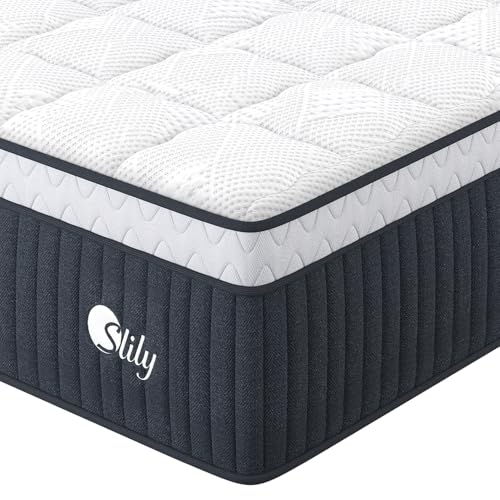 slily Oeko-tex Mattress 120 x 200 x 30 cm Thick Mattress with Independent Sprung Springs and Gel Memory Foam, H3 H4 Firm Breathable 7 Zones Comfort for Adults