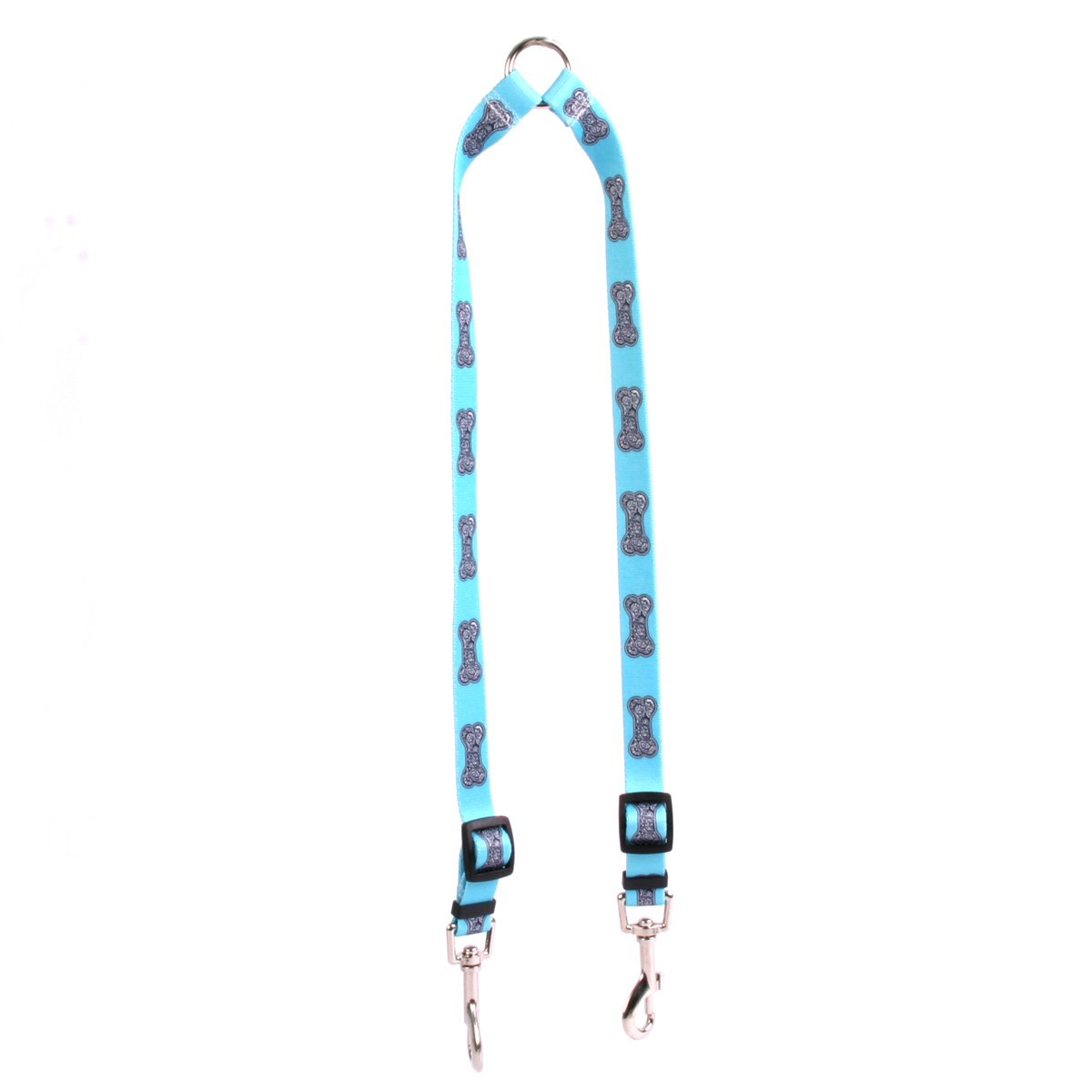 Yellow Dog Design Bella Bone Blue Coupler Dog Leash 1" Wide And 12 To 20" Long, Large