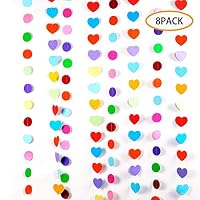Paper Garland, Heart Circle Paper Garland for Birthday Party Wedding Decorations, 3M, Set of 8 Pack