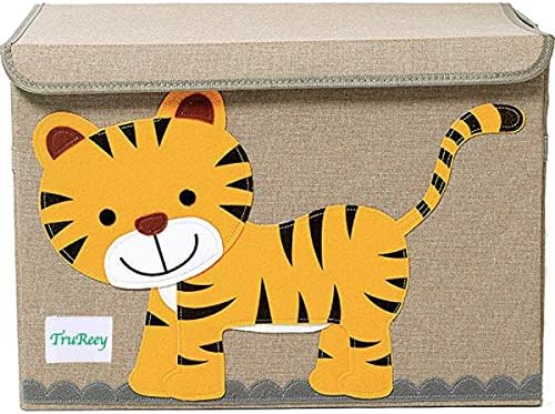 YoungShoots TruReey Large Storage Chest For Kids with Lid Foldable Storage Container Box Collapsible Sturdy Toy Storage Bins 36 X 52 X 35 CM, 65L (Tiger)