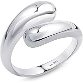 Amberta Women 925 Sterling Silver Teardrop Ring – Silver Statement Ring