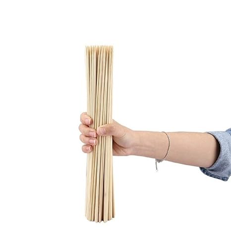 Home REPUBLIC-100pcs / 10 INCH Fruit Bamboo Natural Sticks Disposable Portable Roasting Sticks Cooking Paddle Skewer Bamboo Paddle Pick BBQ Accessories Kitchen Tools Camping