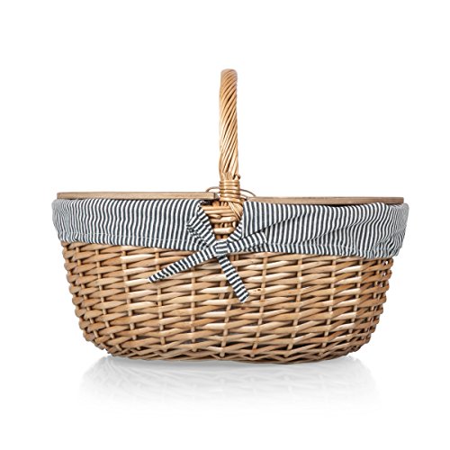 4 Picnic+Country+Basket+White+Striped