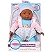Soft Baby Doll With Take Along Blue and Pink Doll Backpack Carrier, Briefcase Pocket Fits Doll Accessories and Clothing African American 13 Inch