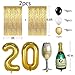 Gold 20th Birthday Party Decorations Supplies, Gold Foil Fringe Curtains Backdrop Props Champagne Bottle Wine Glass Balloons Decoration for Bachelorette Graduation Anniversary Ceremony