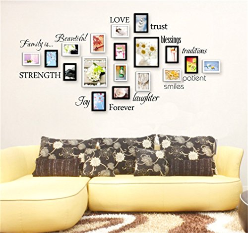 Stickers Vinyl Wall Art Decals Letters Quotes Decoration Family Quotes Love Trust Blessings Patient Laughter Forever for Living Room