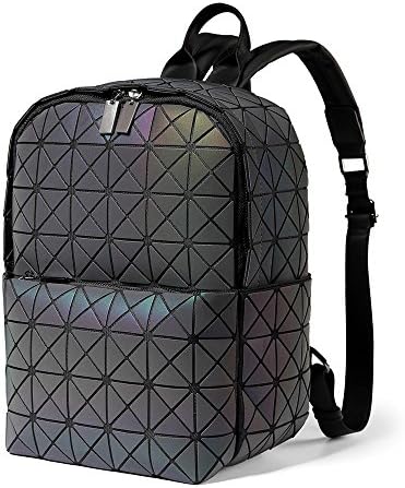 DIOMO Geometric Women Backpack Holographic Diamond Laptop School Bag