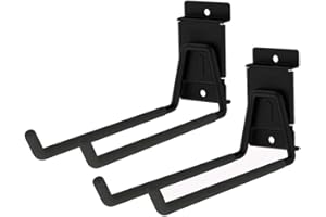 HOSKO Heavy Duty Garage Storage Slatwall Double Hooks for Ladders, Wall Mounted 9’’ Tool Holder Utility U Hanger Organizer for Bike Bicycle Garden Hose and Folding Chairs (Black)