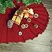 LimBridge Christmas Tree Skirt, 48 inches Knitted Ruffled Rustic Pleated Thick Heavy Yarn Knit Xmas Holiday Decoration, Red