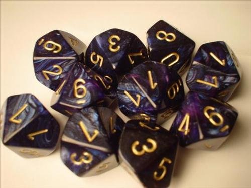 Chessex Dice Sets: Scarab Blue with Gold - Ten Sided Die d10 Set (10)