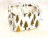 AccMart 1PCS Stationery Handicraft Foldable Storage Bins Basket Linen Fabric Canvas Storage Baskets Organizers for Shelves Baby Toys Makeup Books (Tree)