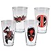 Vandor Marvel Deadpool 4 pc 16 oz Glass Set, Red, Black, and White