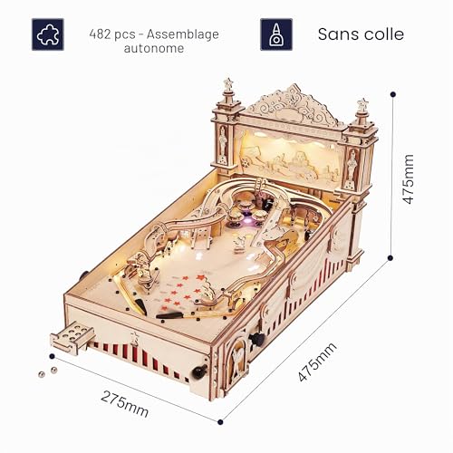 ROBOTIME Wooden Puzzle 3D Pinball, Mechanical Wooden Model Build for Adults and Teenagers, Pinball Christmas and Birthday Gifts