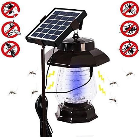 KVMV Upgraded Solar Powered Bug Zapper- Work as Zapper and Garden Light - Enhanced Outdoor Flying Insect Killer