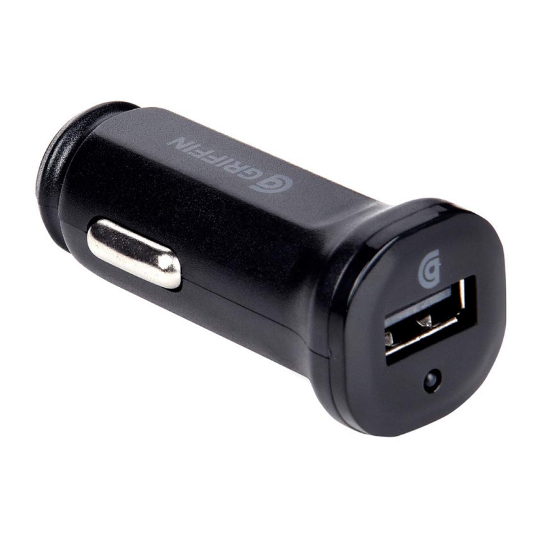 Griffin Single Port 2.4A USB In-Car Charger | LED Indicator & ChargeSensor Technology - GP-012-BLK (Black)