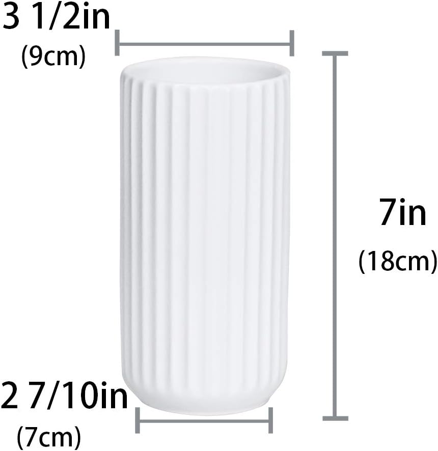 7 inch White Ceramic Flower Vase Home Decor Vase and Table Centerpieces Vase for Friends and Family Christmas, Wedding, Bridal Shower - Image 3