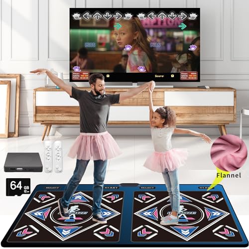 WuZhuangYuan Music Dance Mat for Kids & Adults,Ideal for Fitness Dance Games,899 Games,64GB Memory Card,75 Music Videos,650 Songs.Made of Premium Flannel,for TV use,a Luxurious Gift for Children