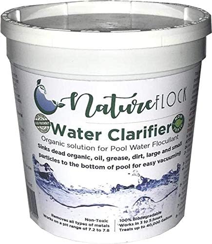 Nature Flock Organic Water Clarifier Clears Pool Water from Murky, Cloudy, Dirty, Green Coloration Safely Without Chemicals