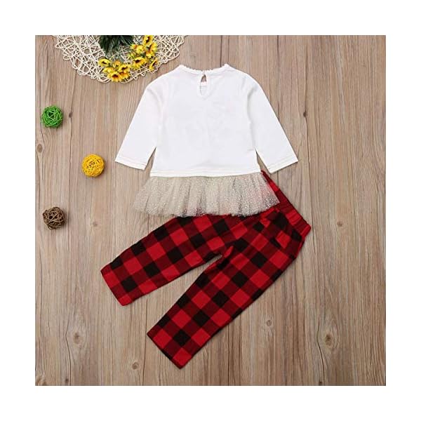 Funny Toddler Girl Christmas Outfits Boutique Reindeer Shirt Top+Plaid Pants Set - Image 7