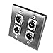 Seismic Audio Speakers Stainless Steel Wall Plate - 2 Gang with 4 XLR Male Connectors