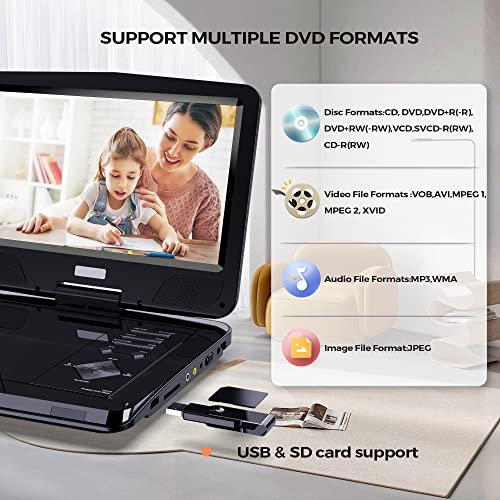 SUNPIN 12.5" Portable DVD Player with 10.1'' Eyesight Protective Swivel