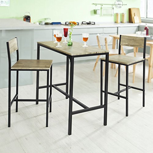image for Haotian Sling High Bistro Set,Home Kitchen Outdoor Garden Bar Set,Pati