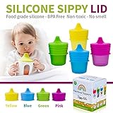 Silicone Sippy Cup Lids (4 Pack) | Baby Cup Lids, Make Any Cup A Spill Proof Sippy Cup, 100% BPA Free | Suitable For Toddlers and Babies