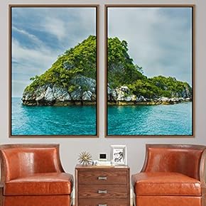 signwin 2 Piece Framed Canvas Wall Art Coastal...