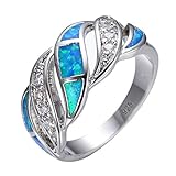 Junxin 925 Sterling Silver Wave Hollow Ring,Women and Man Wedding Engagement Promise Rings,Blue Cz rings to Show You Unlimited Beauty and Self confidence(Size 9)