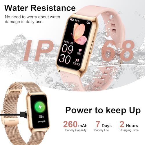 Reloj Inteligente Mujer, 1.47” HD Smartwatch con Marco de Aleación de Aluminio, Oxímetro Sueño Pulsometro, 100+ Modos Deportivos, Pulsómetro, IP68 Impermeable Smart Watches para iOS Android, 3 Correa