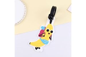 QFSH Silicone Luggage Tags Cute Banana Travel Bag Tags Cute Identifier Suitcase Label Funny Fruit Name Tags Travel Bag Tags for Travel Accessories