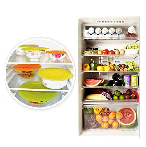 Kuke Bright Colors Silicone Suction Lids Food Covers Bowl Covers for Microwaves,Pots, Pans, Mugs and Containers (Blue-S)