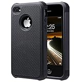 iPhone 4S Case, iPhone 4 Case, ULAK KNOX ARMOR Hybrid Dual Layer Protective Case Cover with Hard Plastic and Soft Silicone for iPhone 4S & iPhone 4 (Black)