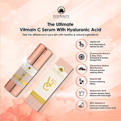 Vitamin C 25 Serum For Face With Hyaluronic Acid Facial Serum Organic
