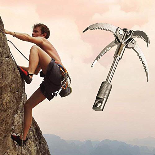 Grappling Hook Folding Survival Claw Multifunctional Stainless Steel Hook for Outdoor Camping Hiking Tree Rock Mountain Climbing (4 Claws)